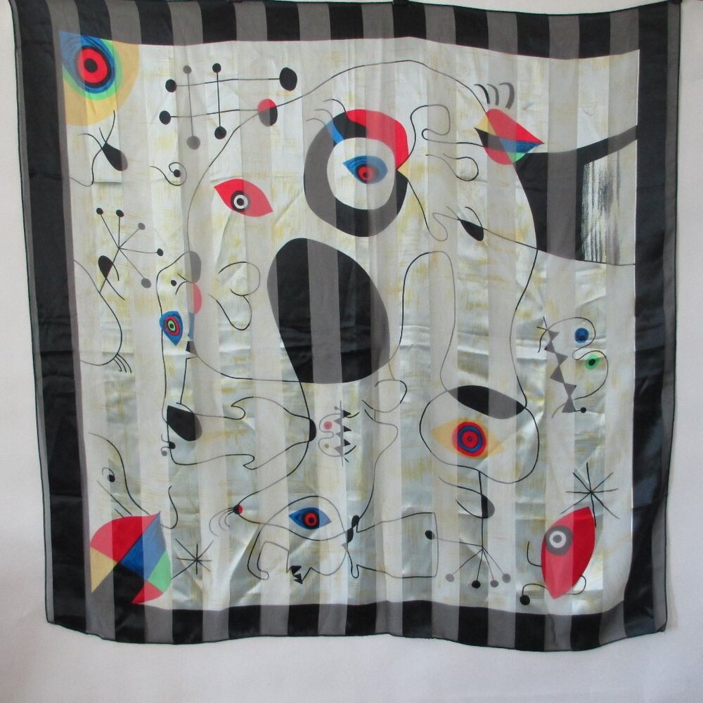 MIRO PRINT SATIN STRIPE SCARF